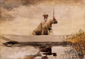  pittore - Pêche dans les Adirondacks réalisme marine peintre Winslow Homer